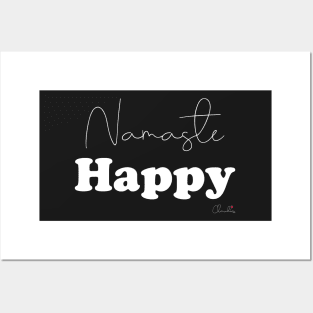 Namaste Happy  Black n White Design Print Posters and Art